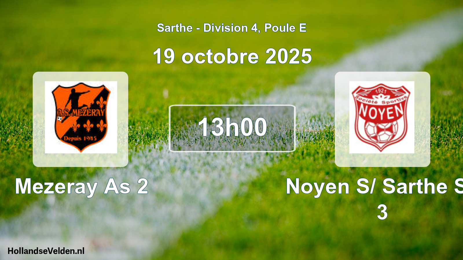 Geplande wedstrijd: Mezeray As 2 - Noyen S/ Sarthe Ss 3 (19 octobre 2025)