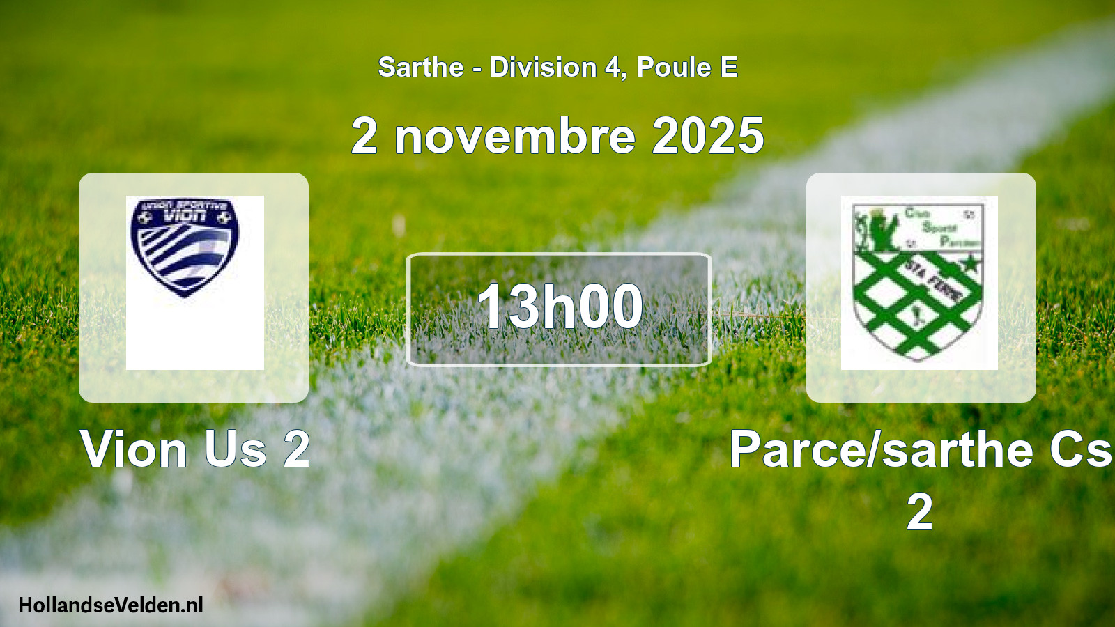 Geplande wedstrijd: Vion Us 2 - Parce/sarthe Cs 2 (2 novembre 2025)