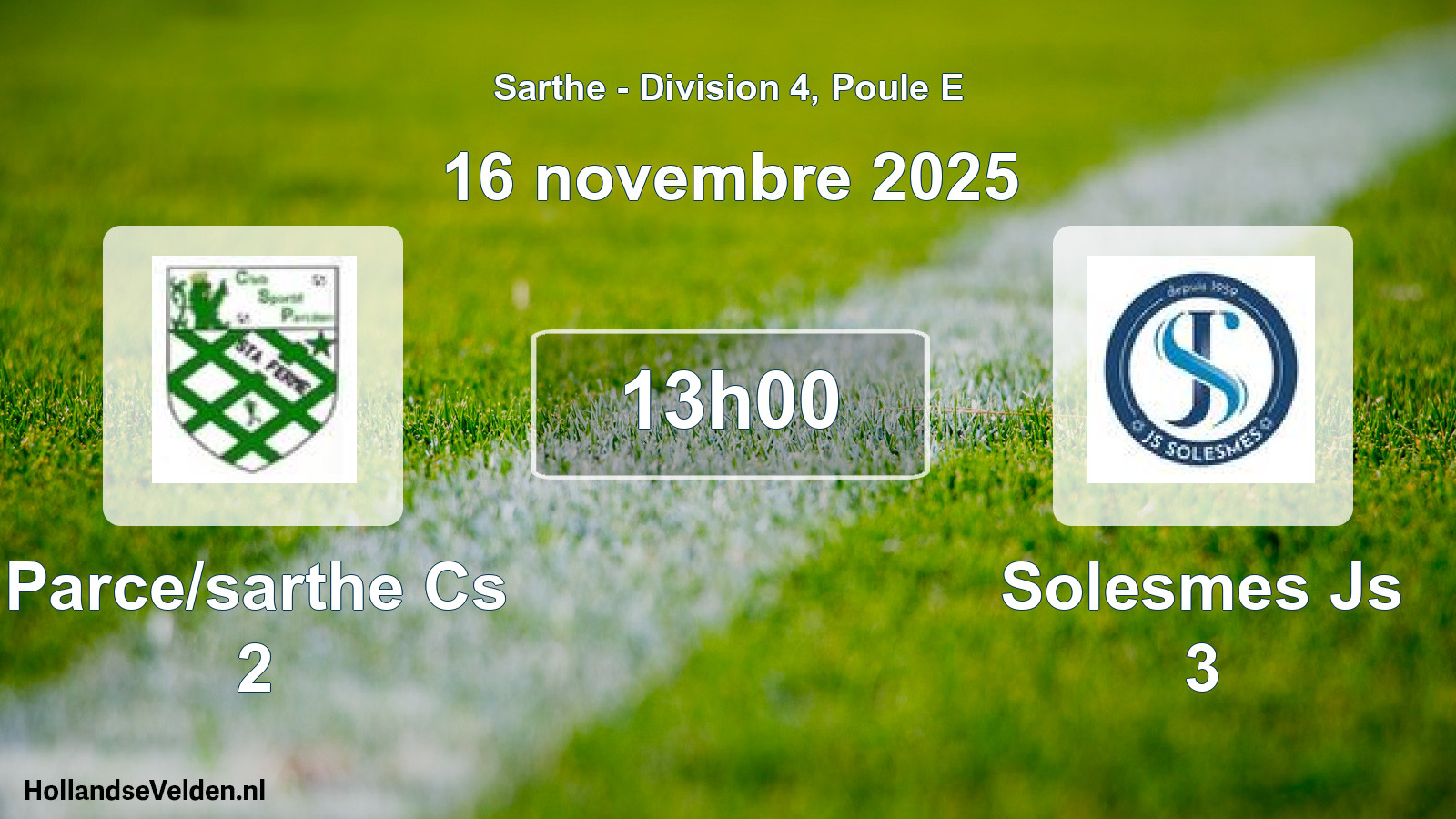 Geplande wedstrijd: Parce/sarthe Cs 2 - Solesmes Js 3 (16 novembre 2025)