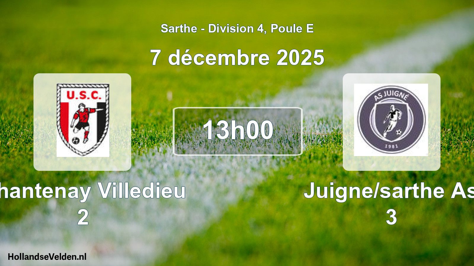 Geplande wedstrijd: Chantenay Villedieu 2 - Juigne/sarthe As 3 (7 décembre 2025)