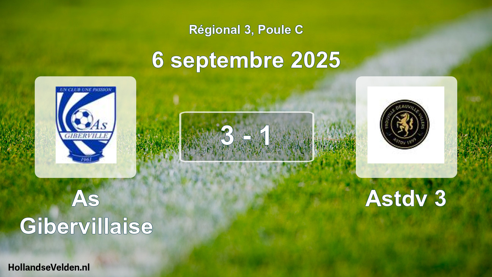 Gespeelde wedstrijd: As Gibervillaise - Astdv 3 3 - 1 (6 september 2025)