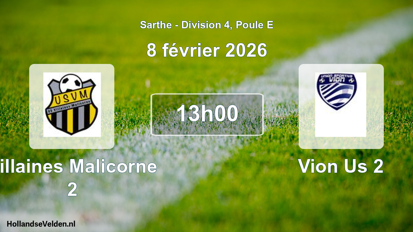 Geplande wedstrijd: Villaines Malicorne 2 - Vion Us 2 (8 février 2026)