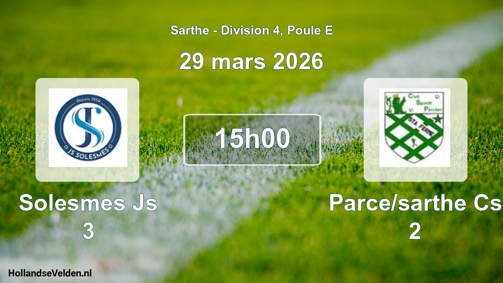 Geplande wedstrijd: Solesmes Js 3 - Parce/sarthe Cs 2 (29 maart 2026)