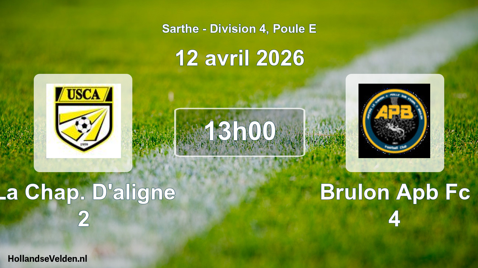 Scheduled Match: La Chap. D'aligne 2 - Brulon Apb Fc 4 (12 April 2026)