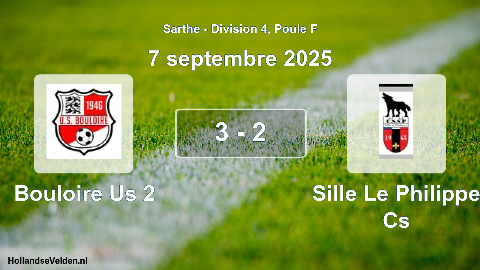 Gespeelde wedstrijd: Bouloire Us 2 - Sille Le Philippe Cs 3 - 2 (7 septembre 2025)