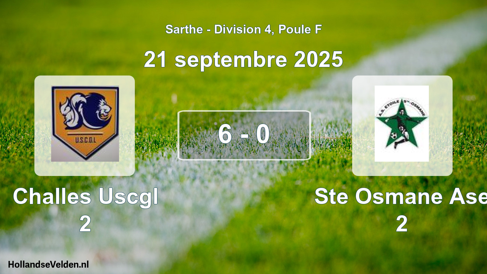 Gespeelde wedstrijd: Challes Uscgl 2 - Ste Osmane Ase 2 6 - 0 (21 septembre 2025)