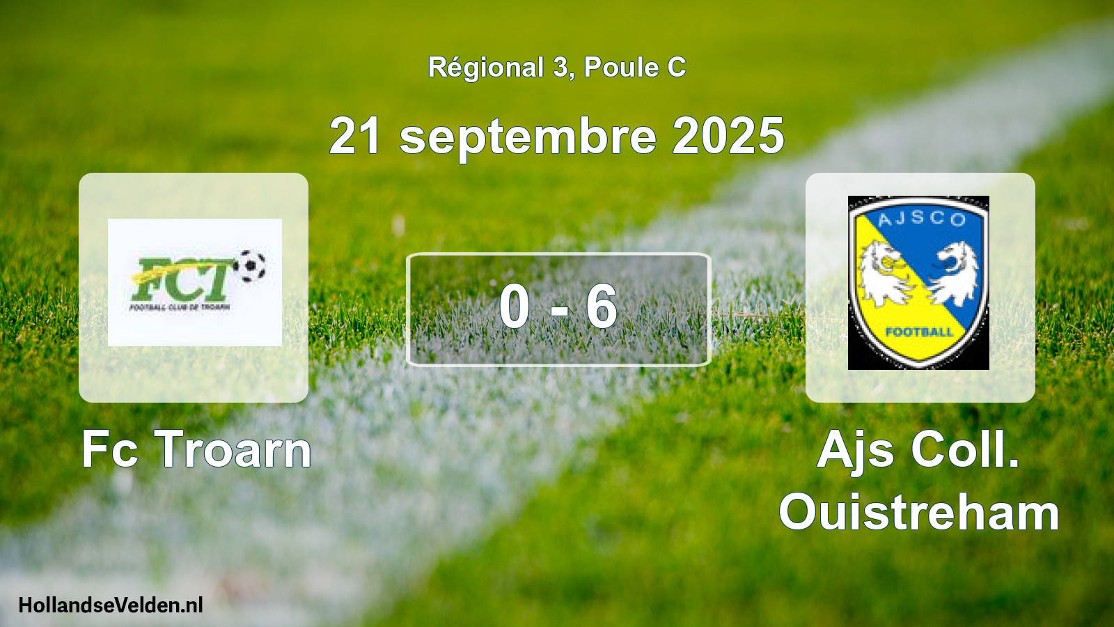 Gespeelde wedstrijd: Fc Troarn - Ajs Coll. Ouistreham 0 - 6 (21 septembre 2025)