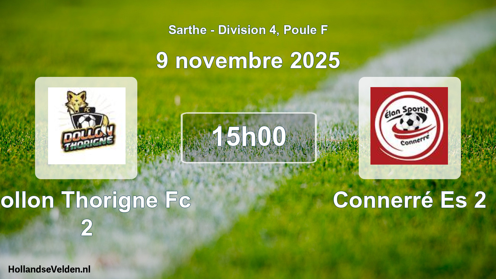 Geplande wedstrijd: Dollon Thorigne Fc 2 - Connerré Es 2 (9 novembre 2025)