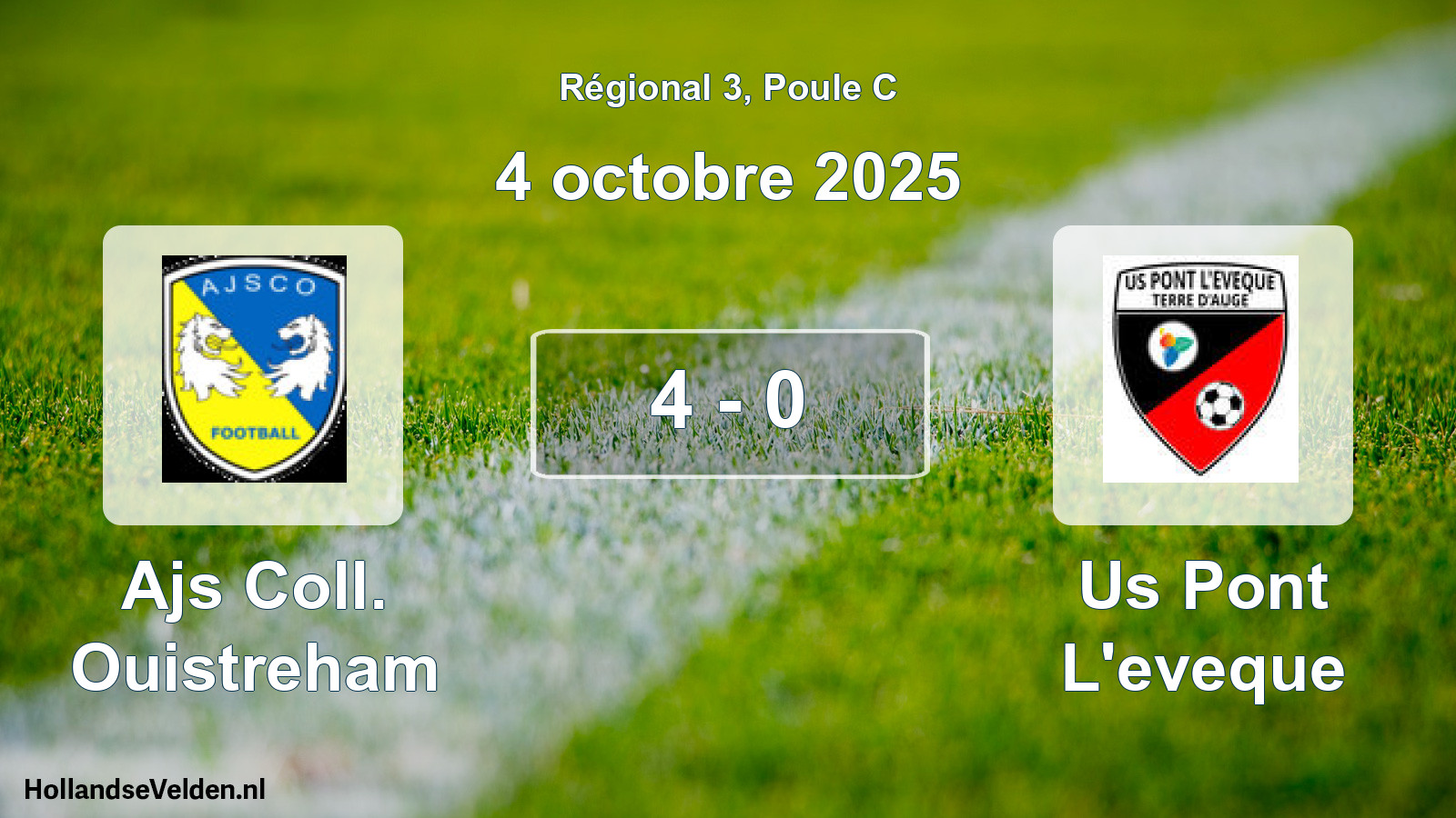 Total number of matches played: Ajs Coll. Ouistreham - Us Pont L'eveque 4 - 0 (4 October 2025)