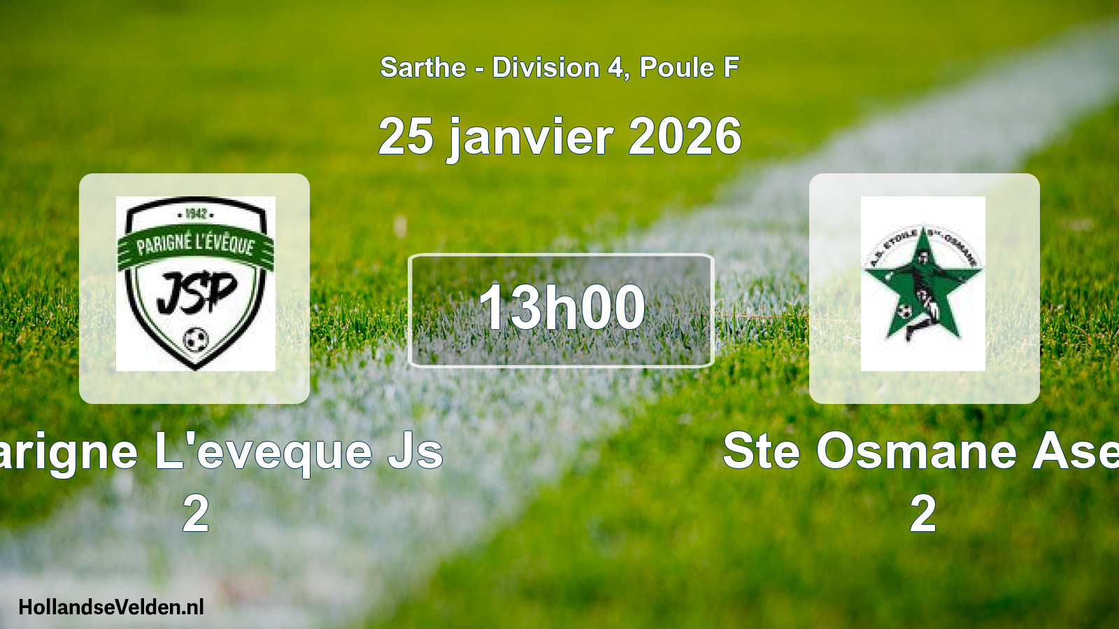 Geplande wedstrijd: Parigne L'eveque Js 2 - Ste Osmane Ase 2 (25 januari 2026)