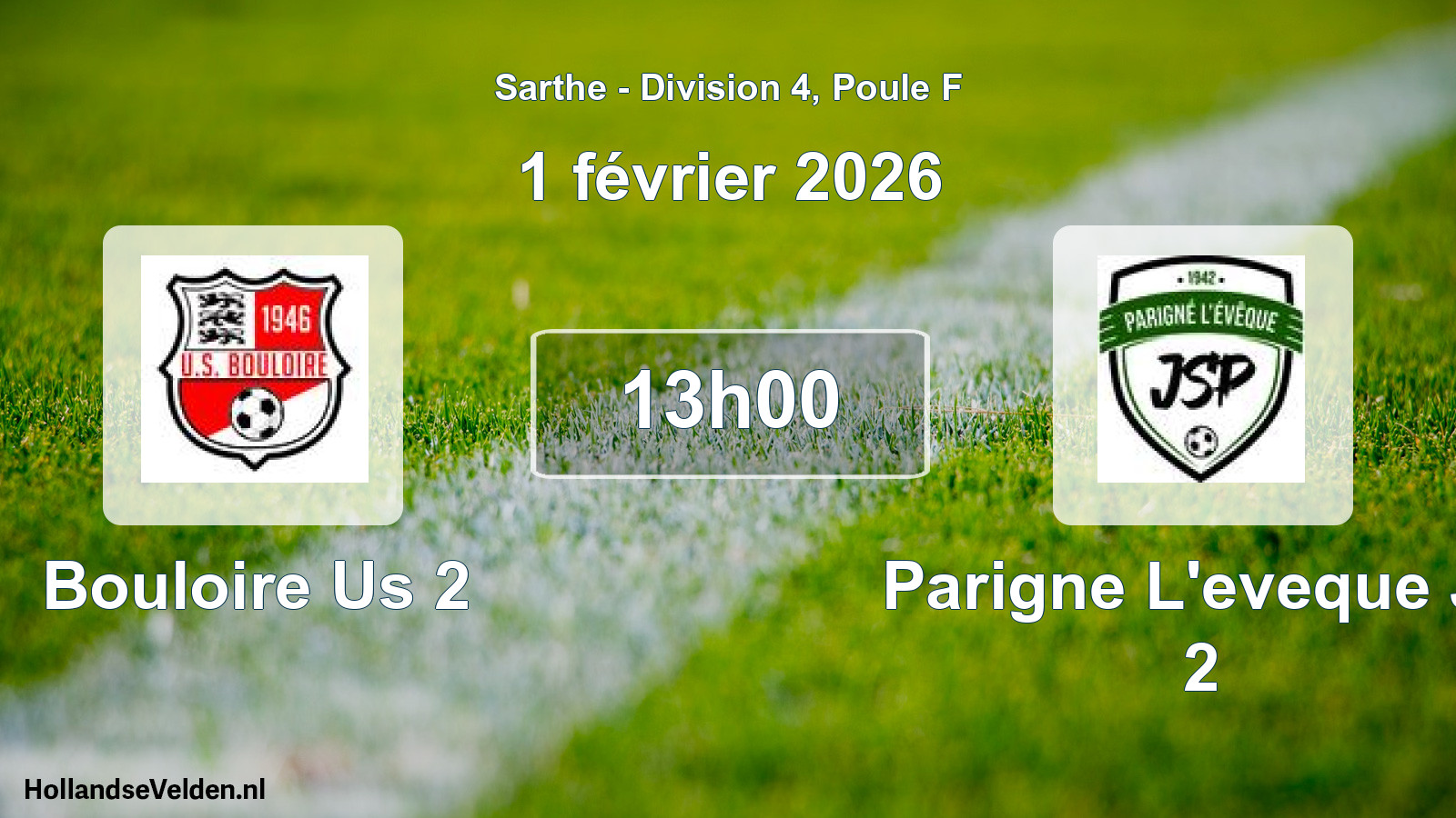 Geplande wedstrijd: Bouloire Us 2 - Parigne L'eveque Js 2 (1 février 2026)