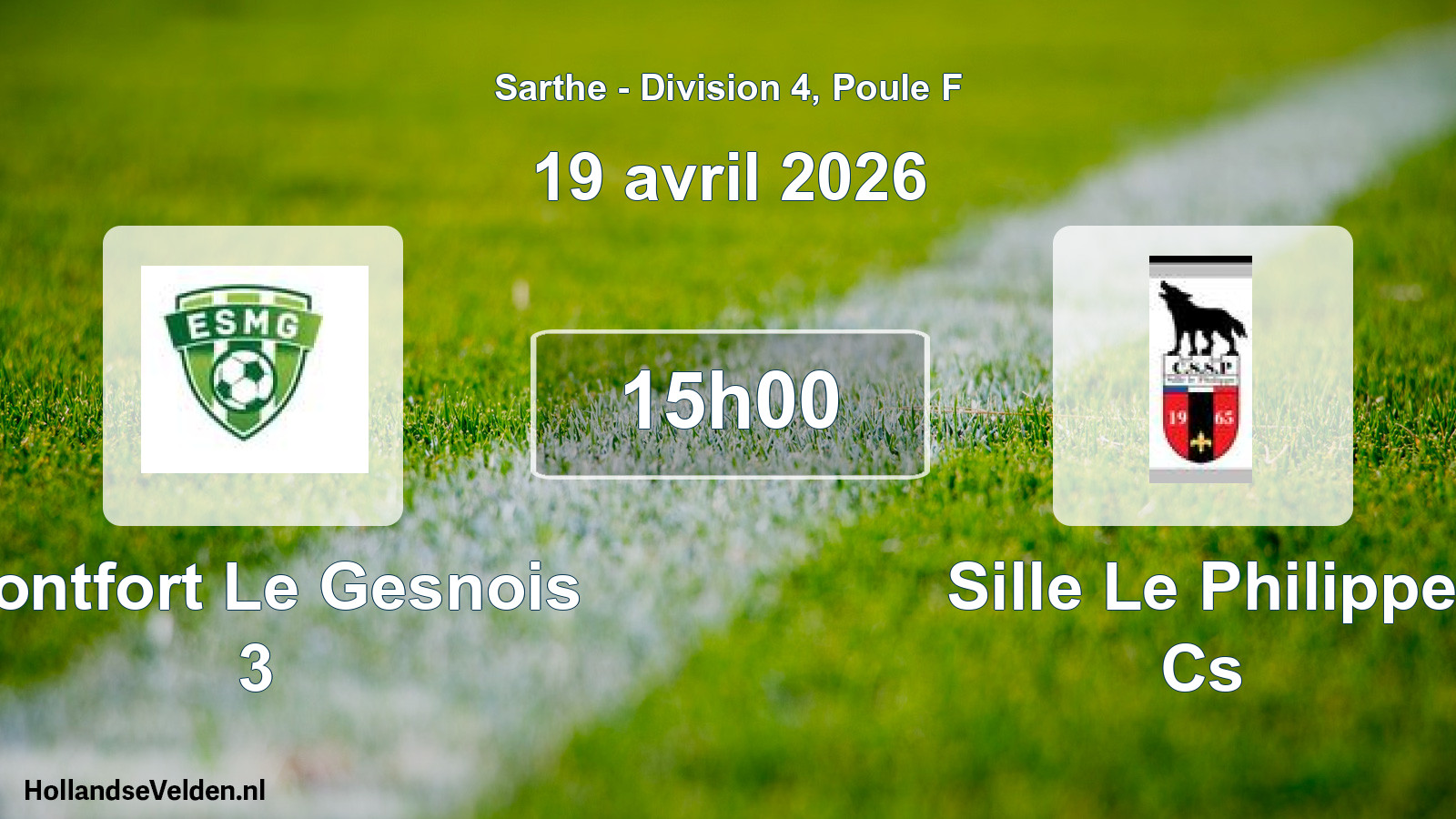 Geplande wedstrijd: Montfort Le Gesnois 3 - Sille Le Philippe Cs (19 avril 2026)