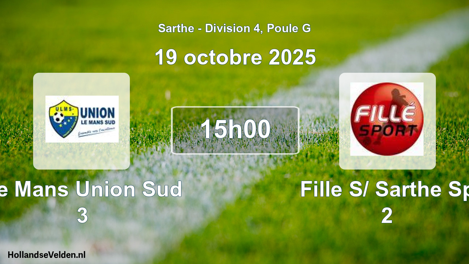 Geplande wedstrijd: Le Mans Union Sud 3 - Fille S/ Sarthe Sp 2 (19 octobre 2025)
