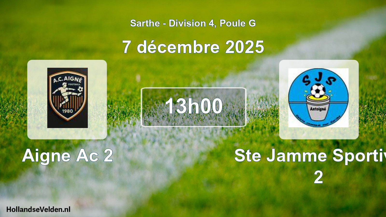 Geplande wedstrijd: Aigne Ac 2 - Ste Jamme Sportive 2 (7 décembre 2025)