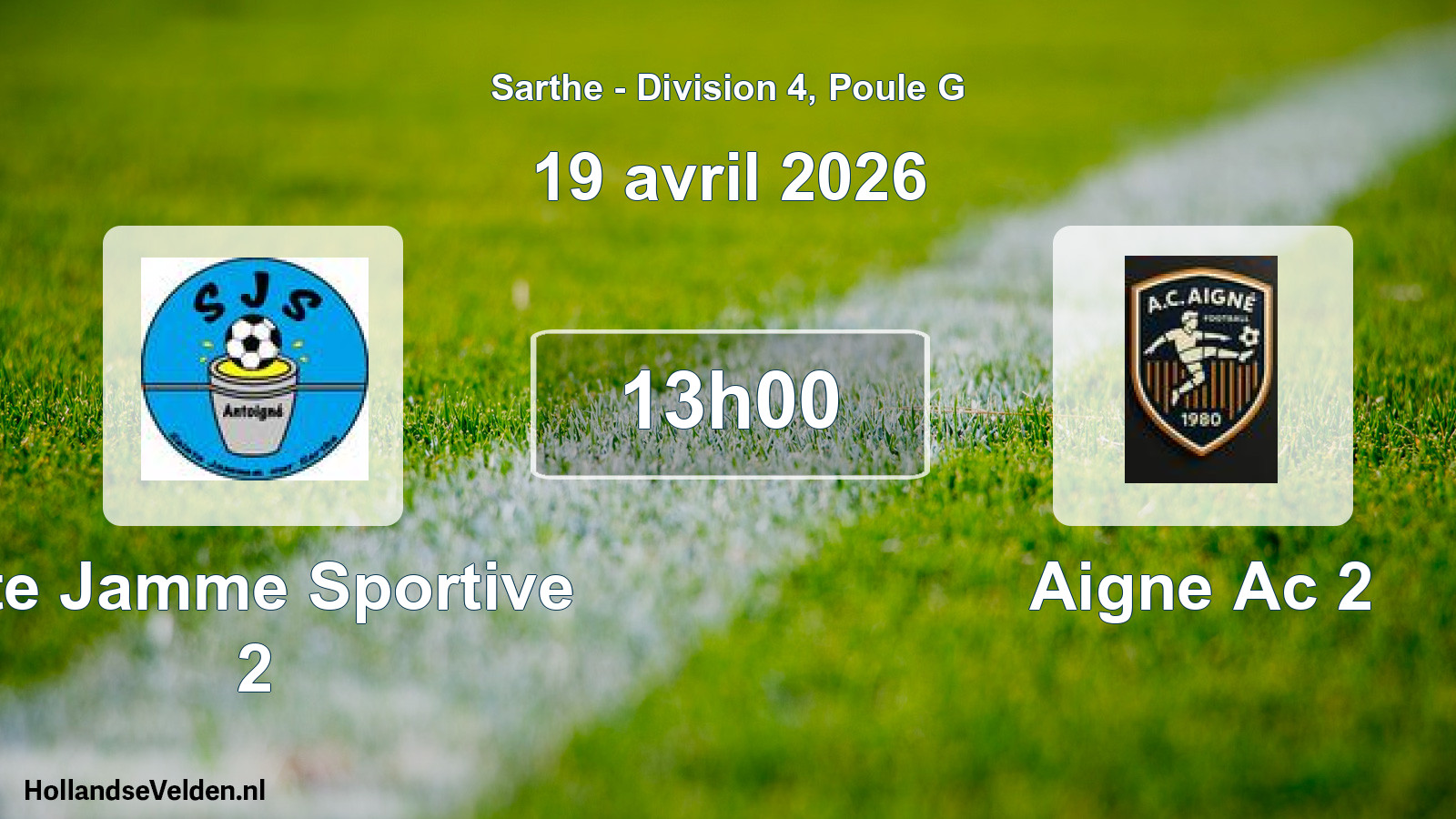 Geplande wedstrijd: Ste Jamme Sportive 2 - Aigne Ac 2 (19 april 2026)