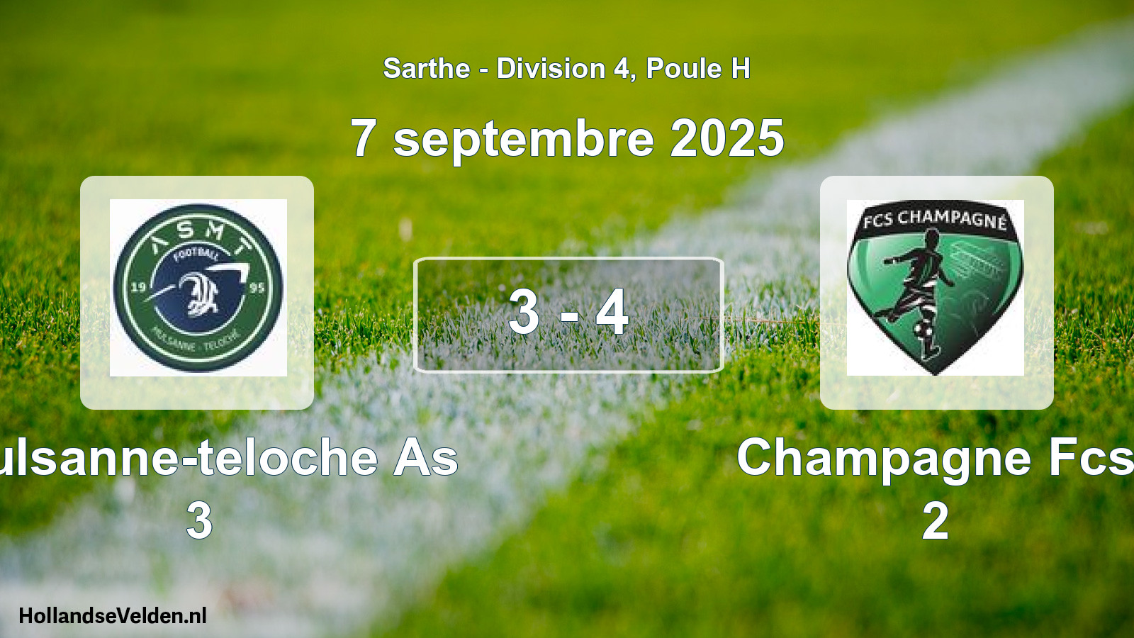 Gespeelde wedstrijd: Mulsanne-teloche As 3 - Champagne Fcs 2 3 - 4 (7 septembre 2025)