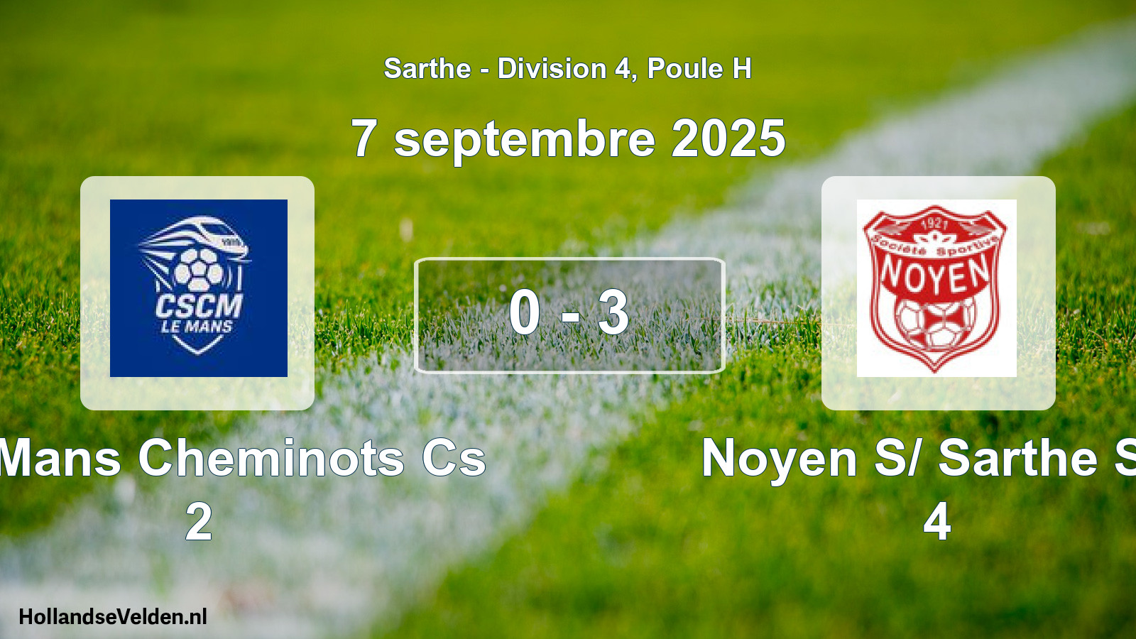 Gespeelde wedstrijd: Le Mans Cheminots Cs 2 - Noyen S/ Sarthe Ss 4 0 - 3 (7 septembre 2025)
