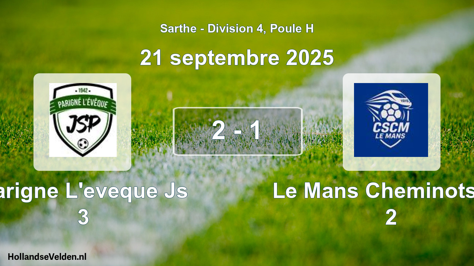 Gespeelde wedstrijd: Parigne L'eveque Js 3 - Le Mans Cheminots Cs 2 2 - 1 (21 septembre 2025)