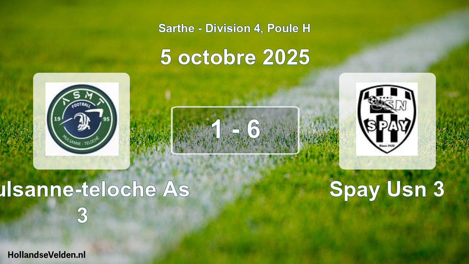 Gespeelde wedstrijd: Mulsanne-teloche As 3 - Spay Usn 3 1 - 6 (5 octobre 2025)