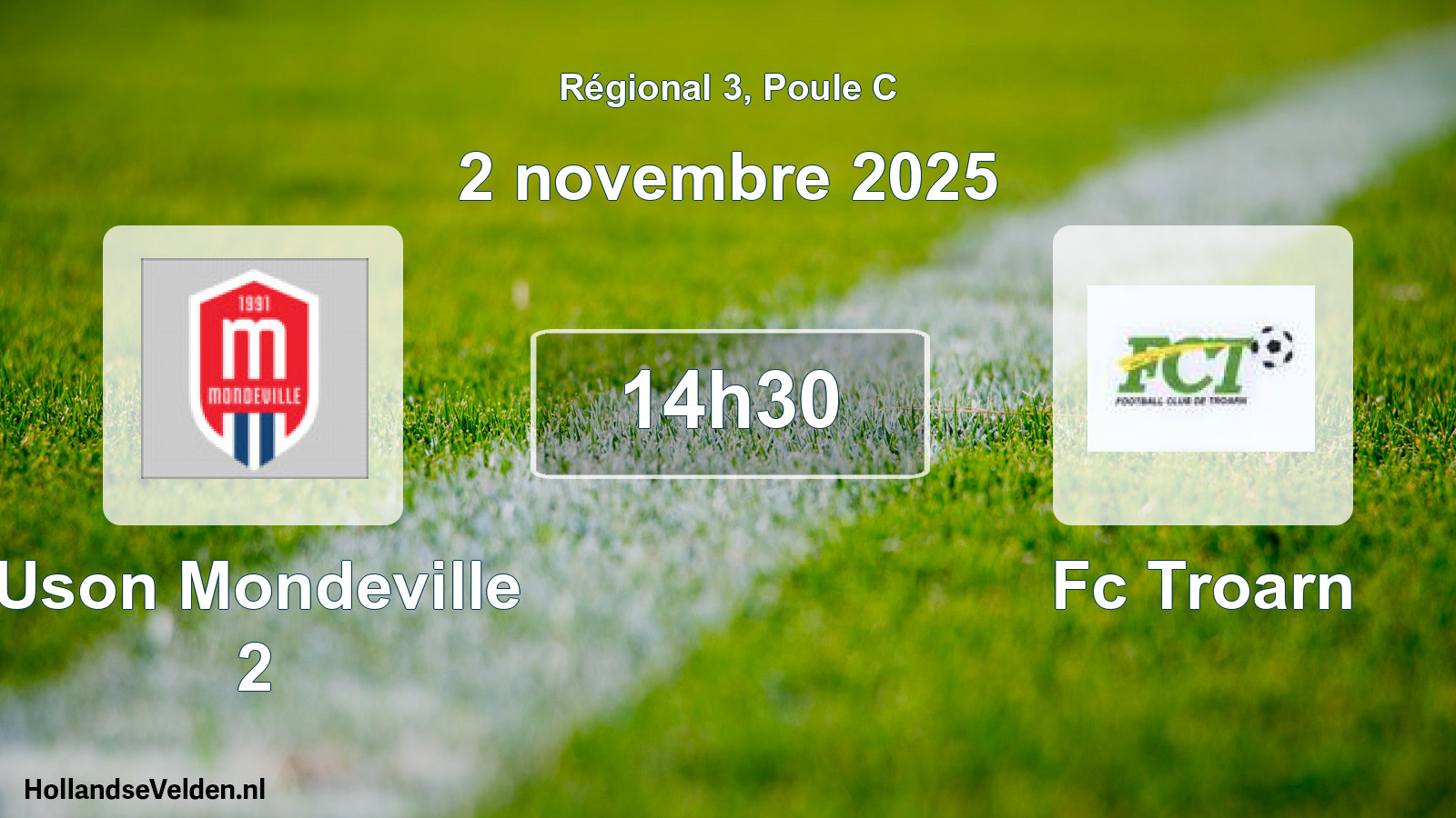 Geplande wedstrijd: Uson Mondeville 2 - Fc Troarn (2 novembre 2025)