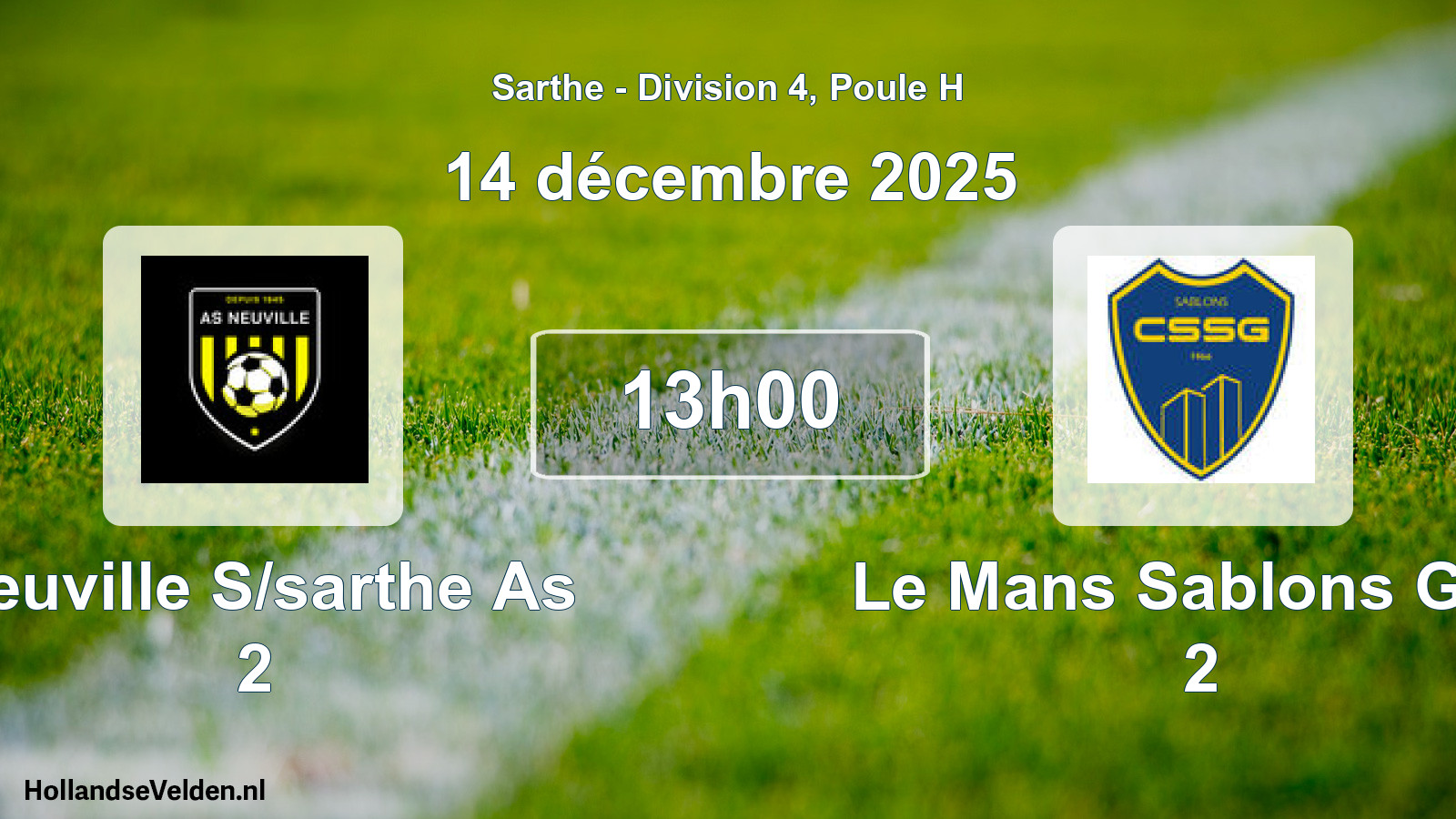 Geplande wedstrijd: Neuville S/sarthe As 2 - Le Mans Sablons Gaz. 2 (14 december 2025)