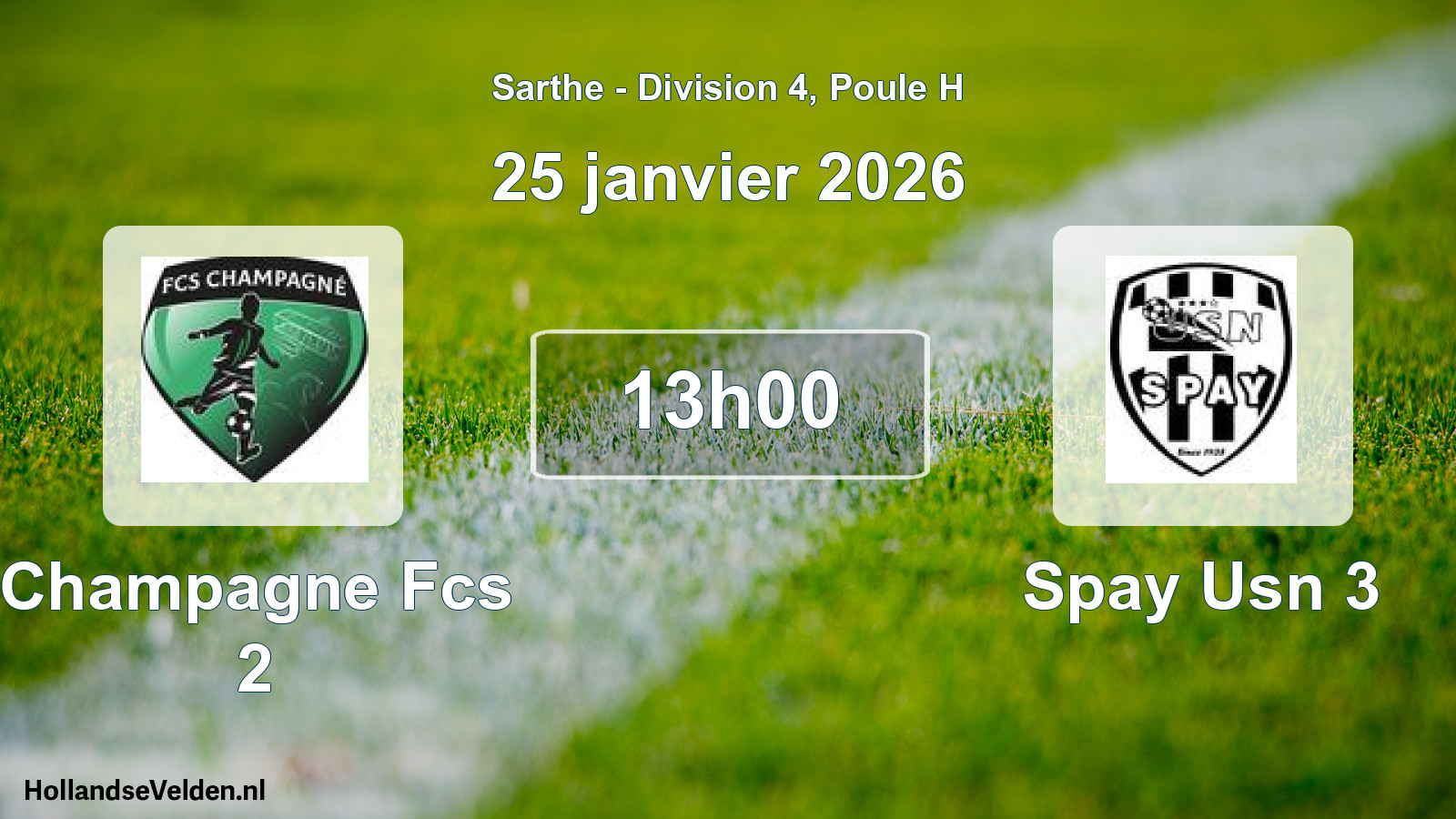 Geplande wedstrijd: Champagne Fcs 2 - Spay Usn 3 (25 janvier 2026)