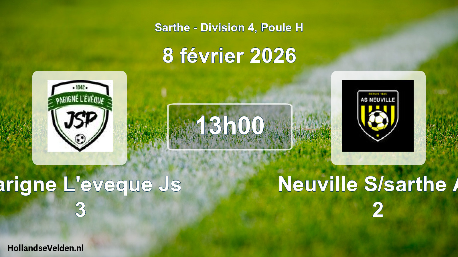 Geplande wedstrijd: Parigne L'eveque Js 3 - Neuville S/sarthe As 2 (8 février 2026)