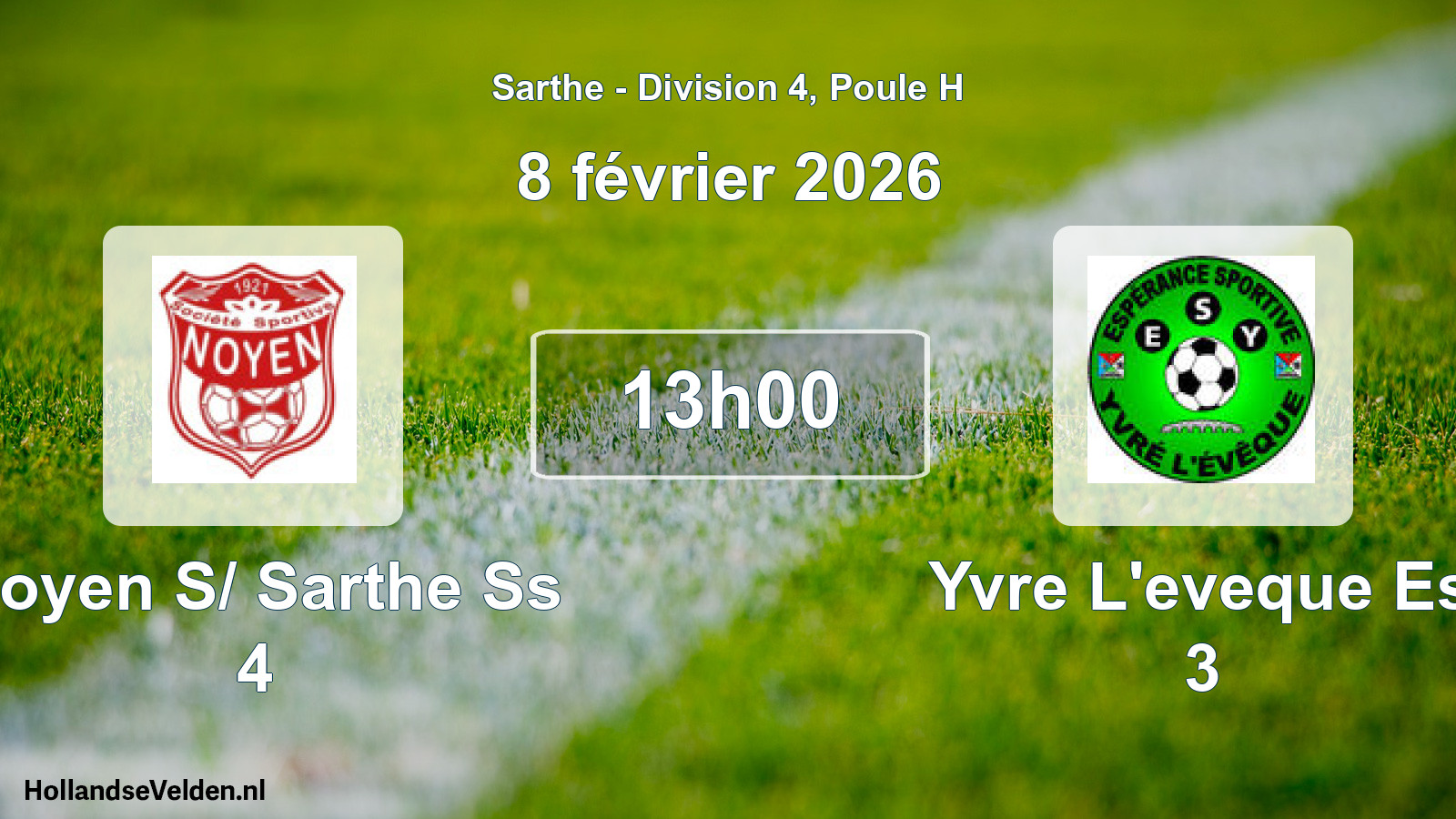 Geplande wedstrijd: Noyen S/ Sarthe Ss 4 - Yvre L'eveque Es 3 (8 février 2026)