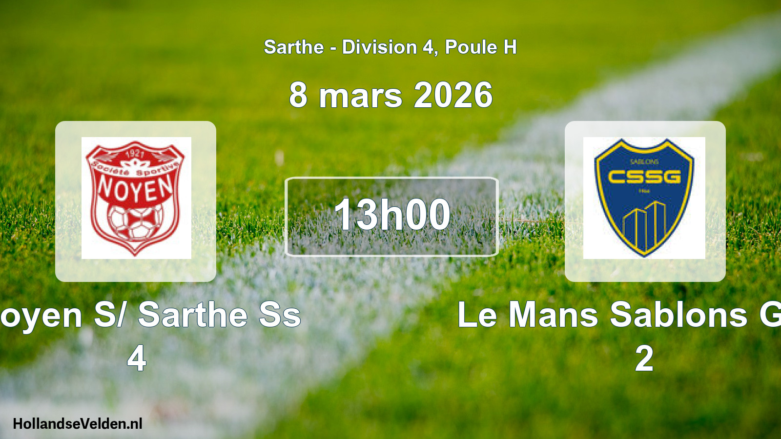 Geplande wedstrijd: Noyen S/ Sarthe Ss 4 - Le Mans Sablons Gaz. 2 (8 mars 2026)