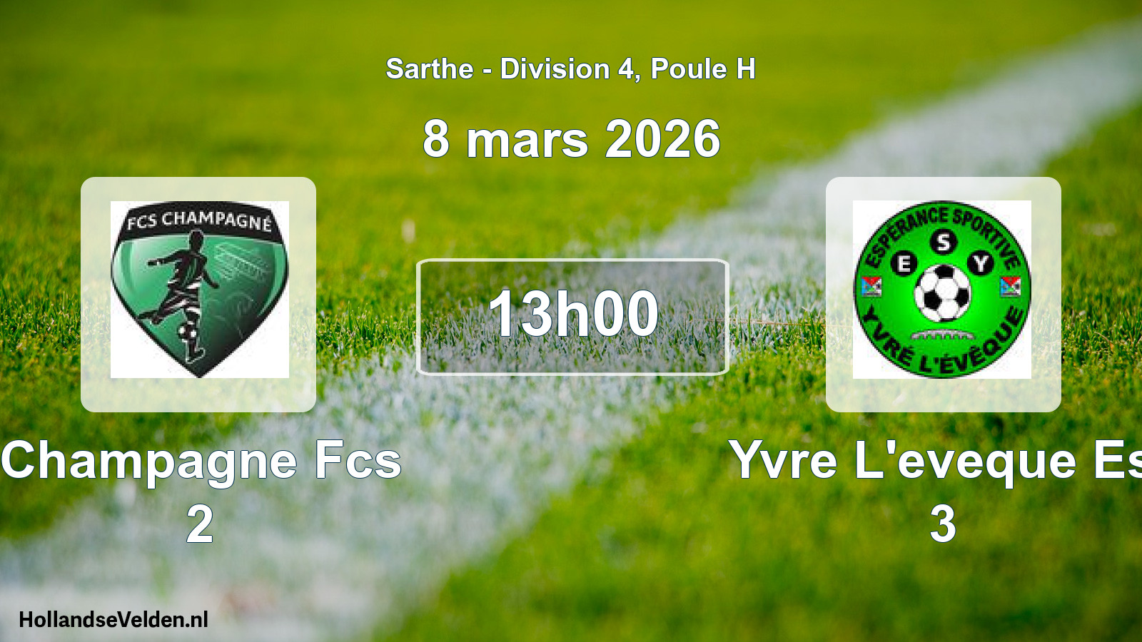 Geplande wedstrijd: Champagne Fcs 2 - Yvre L'eveque Es 3 (8 mars 2026)
