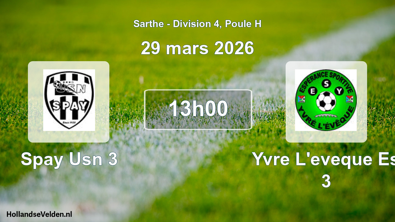 Geplande wedstrijd: Spay Usn 3 - Yvre L'eveque Es 3 (29 mars 2026)