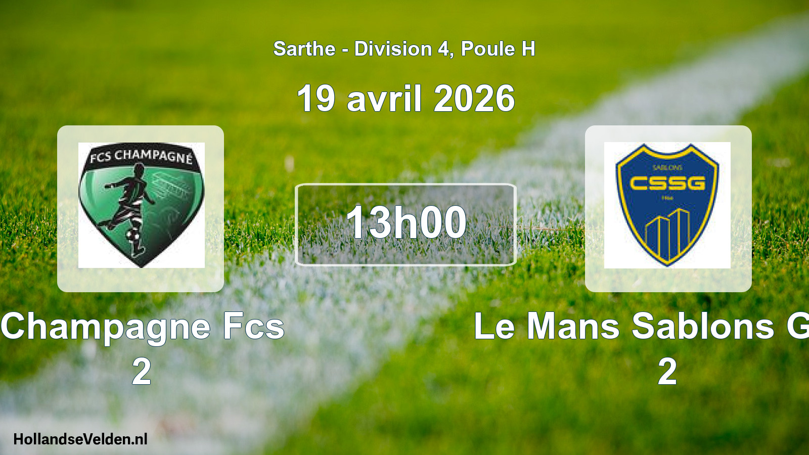 Geplande wedstrijd: Champagne Fcs 2 - Le Mans Sablons Gaz. 2 (19 avril 2026)