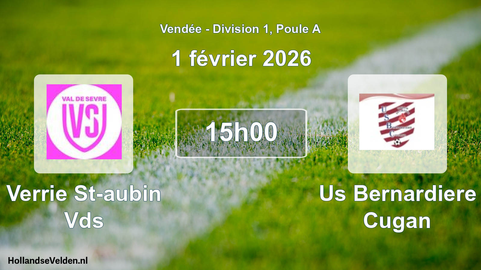 Scheduled Match: Verrie St-aubin Vds - Us Bernardiere Cugan (1 February 2026)