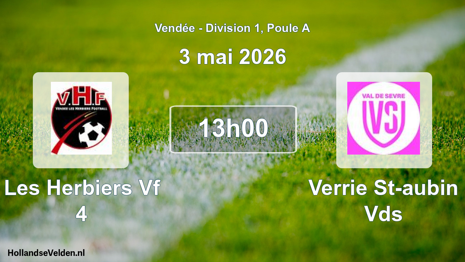 Geplande wedstrijd: Les Herbiers Vf 4 - Verrie St-aubin Vds (3 mai 2026)
