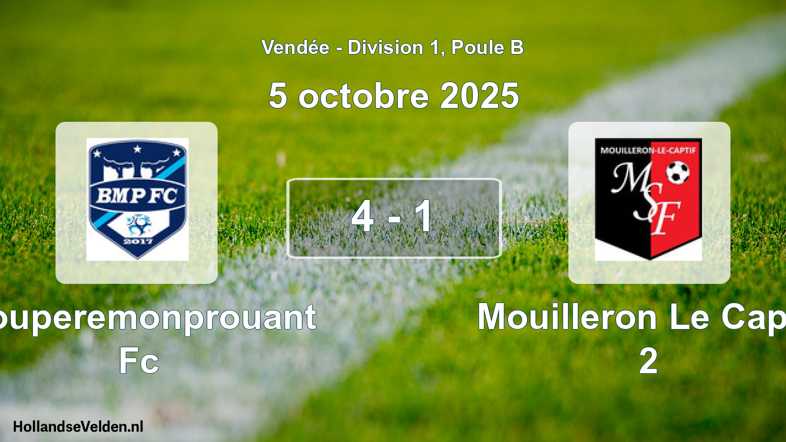 Gespeelde wedstrijd: Bouperemonprouant Fc - Mouilleron Le Captif 2 4 - 1 (5 oktober 2025)
