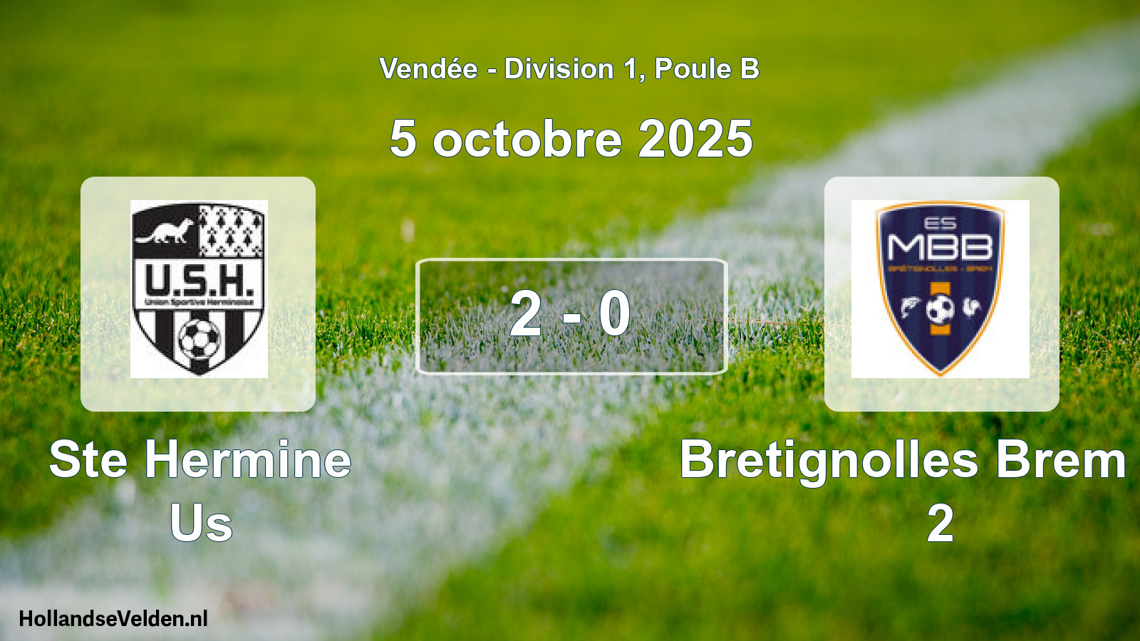 Gespeelde wedstrijd: Ste Hermine Us - Bretignolles Brem Es 2 2 - 0 (5 oktober 2025)