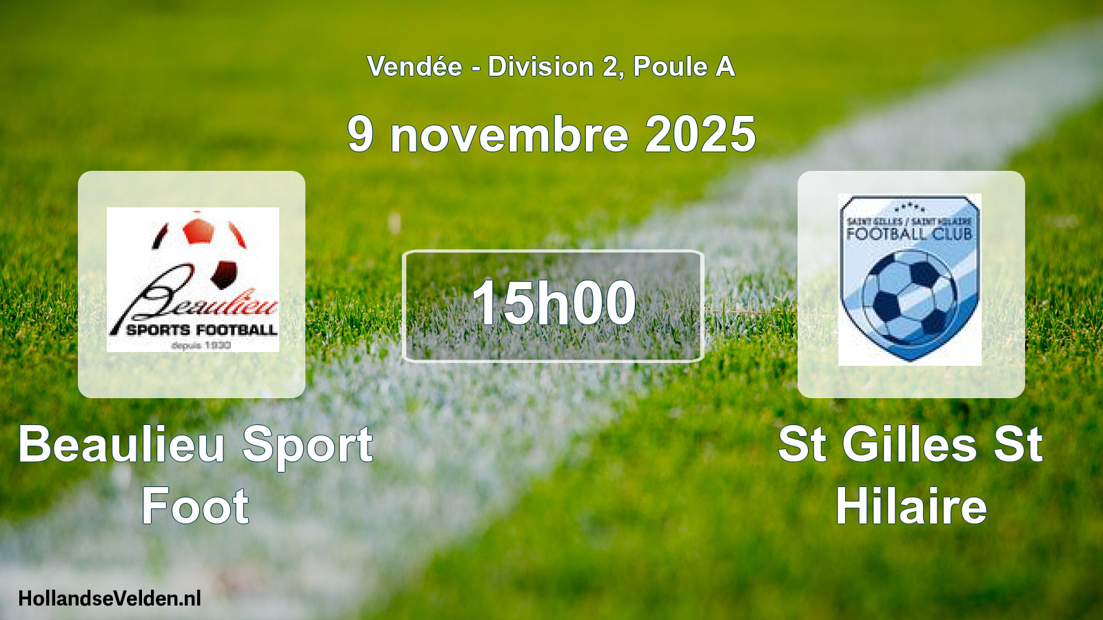 Geplande wedstrijd: Beaulieu Sport Foot - St Gilles St Hilaire (9 novembre 2025)
