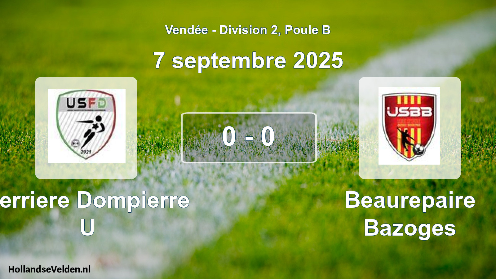 Gespeelde wedstrijd: Ferriere Dompierre U - Beaurepaire Bazoges 0 - 0 (7 septembre 2025)