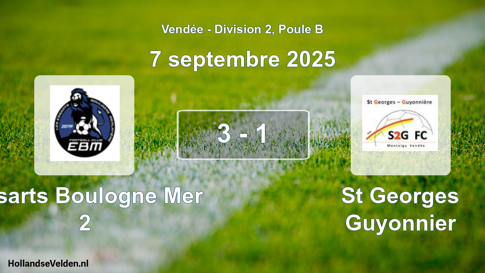 Gespeelde wedstrijd: Essarts Boulogne Mer 2 - St Georges Guyonnier 3 - 1 (7 september 2025)