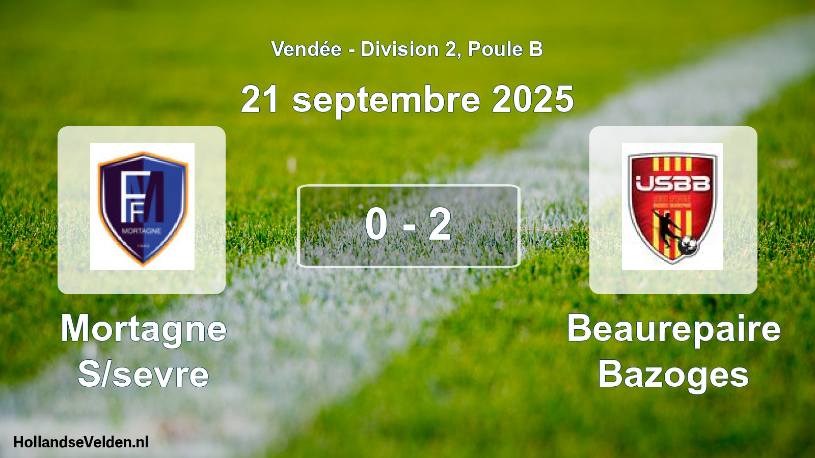 Gespeelde wedstrijd: Mortagne S/sevre - Beaurepaire Bazoges 0 - 2 (21 september 2025)