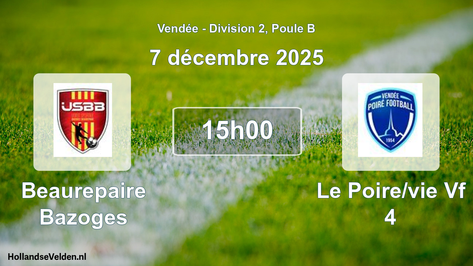 Geplande wedstrijd: Beaurepaire Bazoges - Le Poire/vie Vf 4 (7 décembre 2025)
