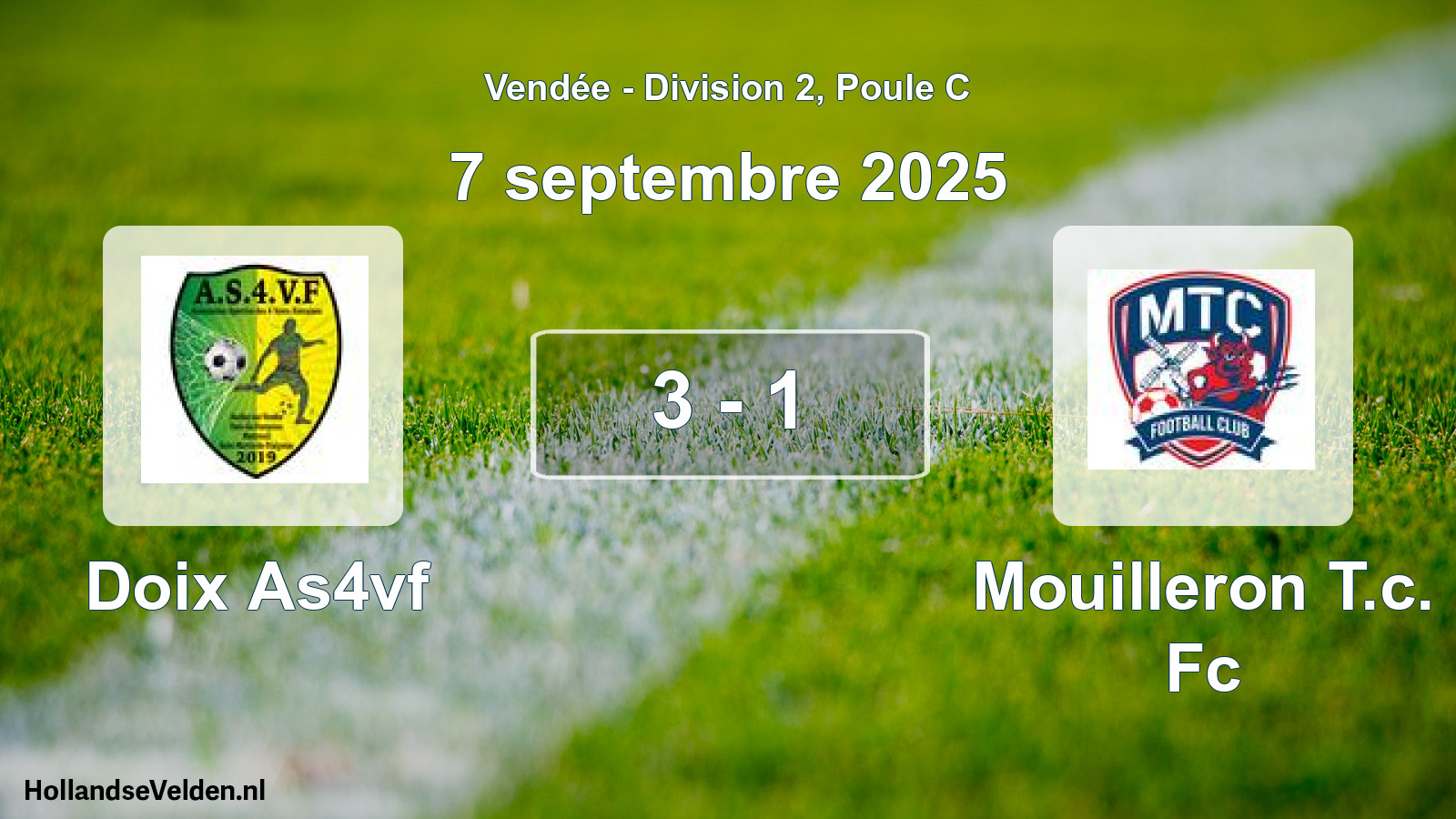 Gespeelde wedstrijd: Doix As4vf - Mouilleron T.c. Fc 3 - 1 (7 septembre 2025)