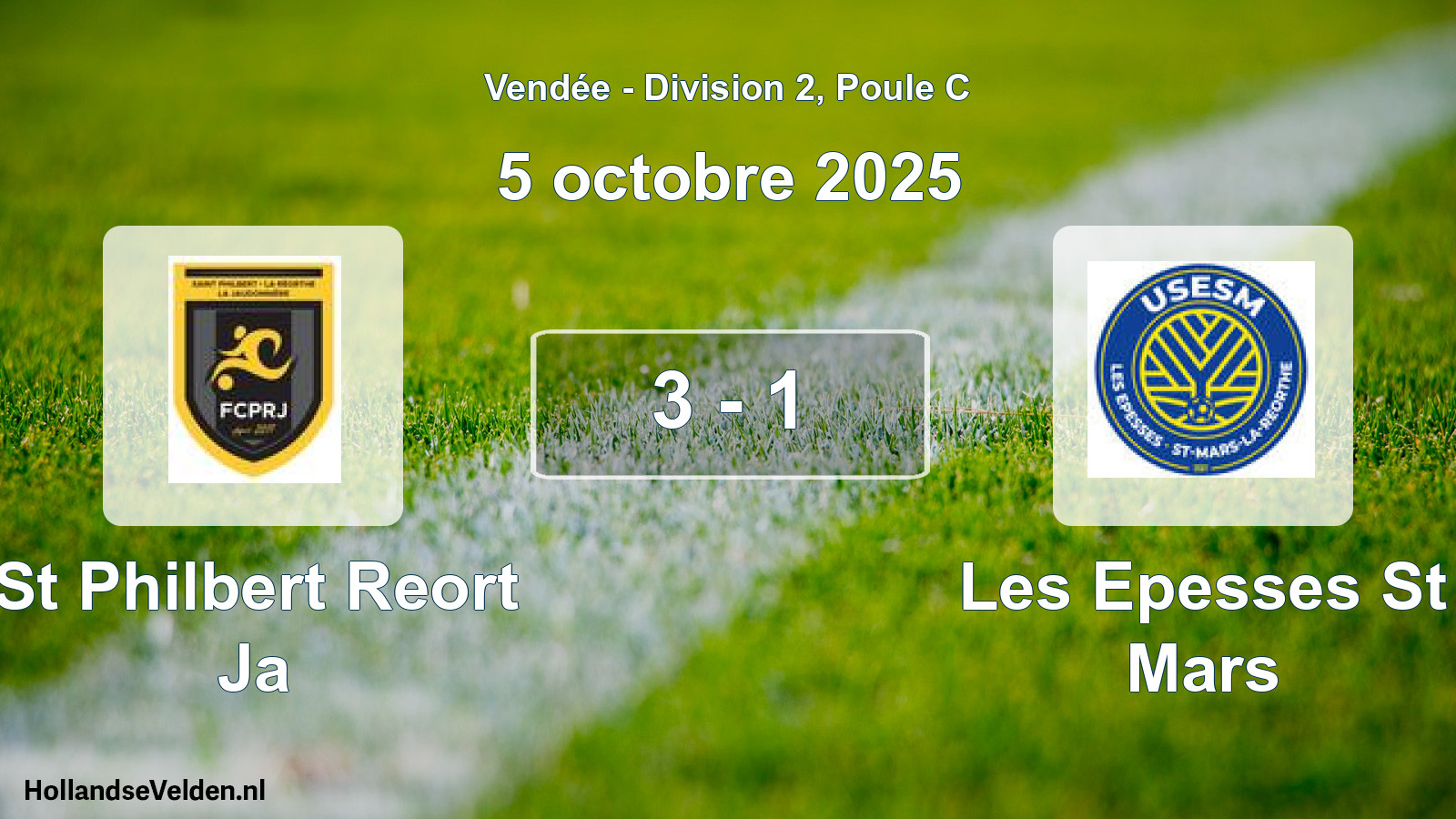 Gespeelde wedstrijd: St Philbert Reort Ja - Les Epesses St Mars 3 - 1 (5 octobre 2025)