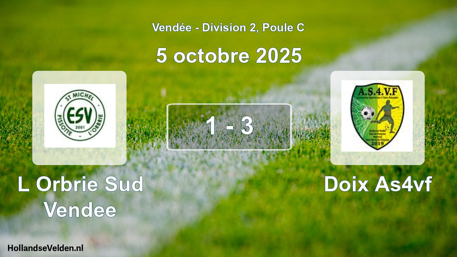 Gespeelde wedstrijd: L Orbrie Sud Vendee - Doix As4vf 1 - 3 (5 octobre 2025)
