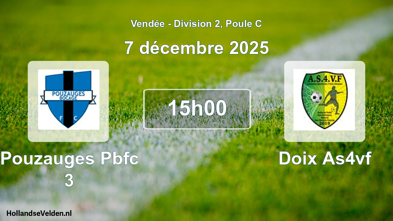Geplande wedstrijd: Pouzauges Pbfc 3 - Doix As4vf (7 décembre 2025)