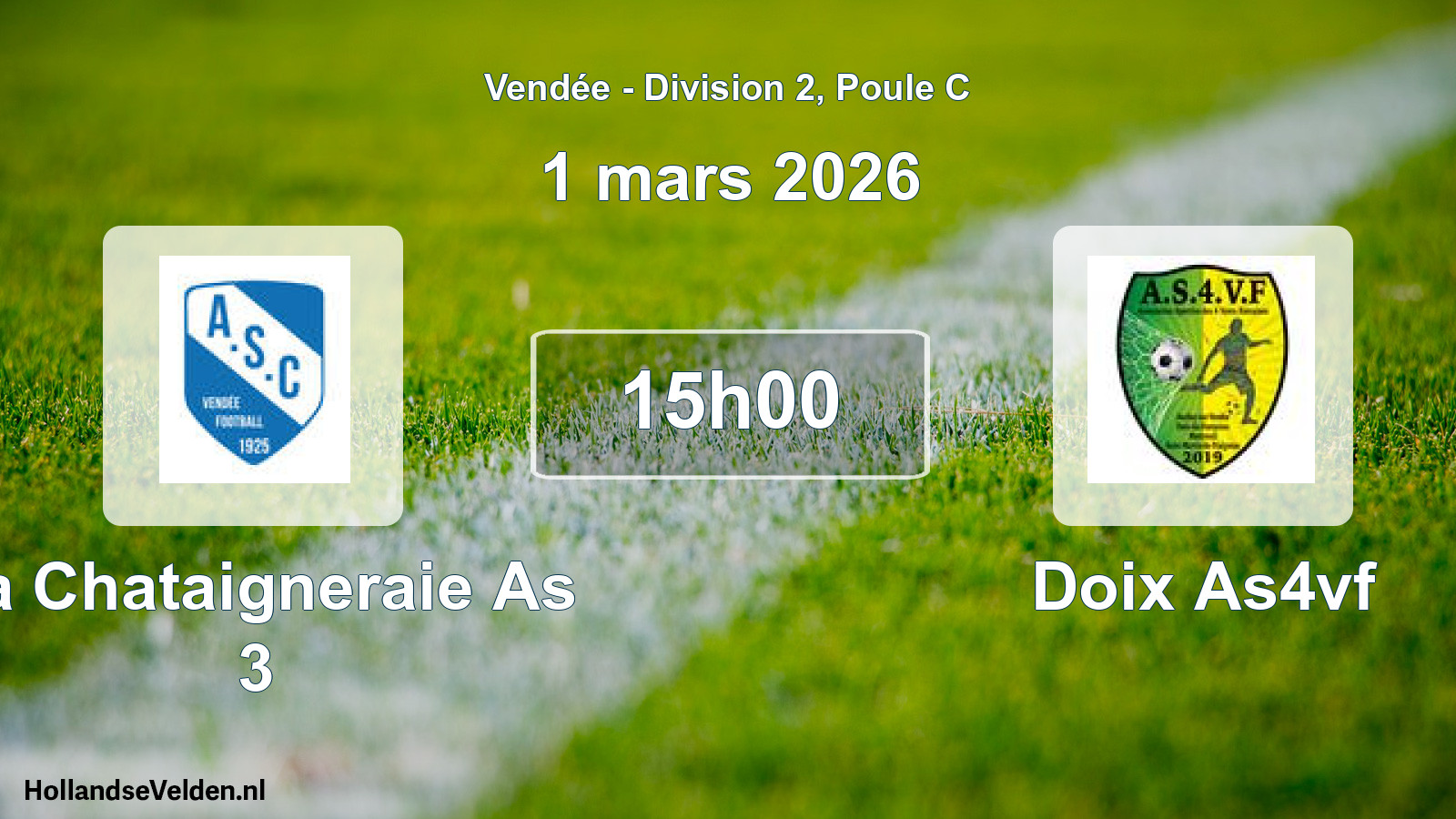 Geplande wedstrijd: La Chataigneraie As 3 - Doix As4vf (1 mars 2026)