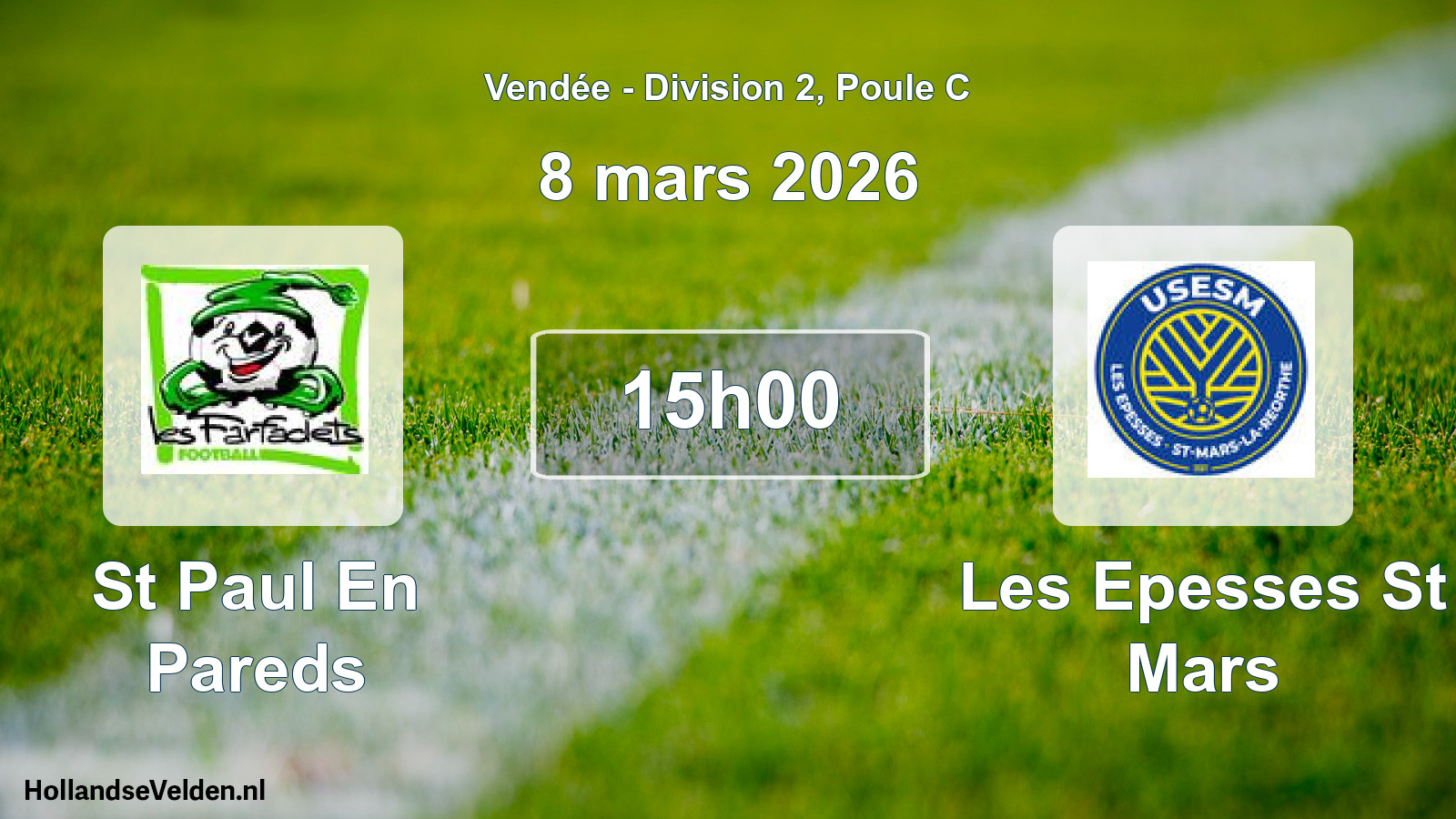 Geplande wedstrijd: St Paul En Pareds - Les Epesses St Mars (8 mars 2026)