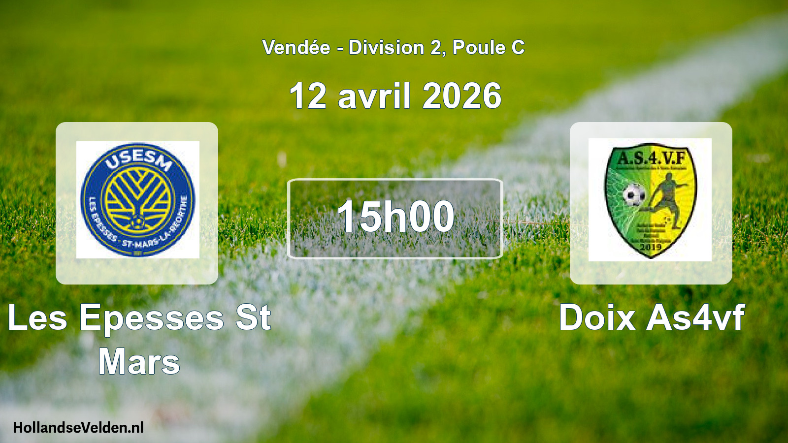 Geplande wedstrijd: Les Epesses St Mars - Doix As4vf (12 avril 2026)