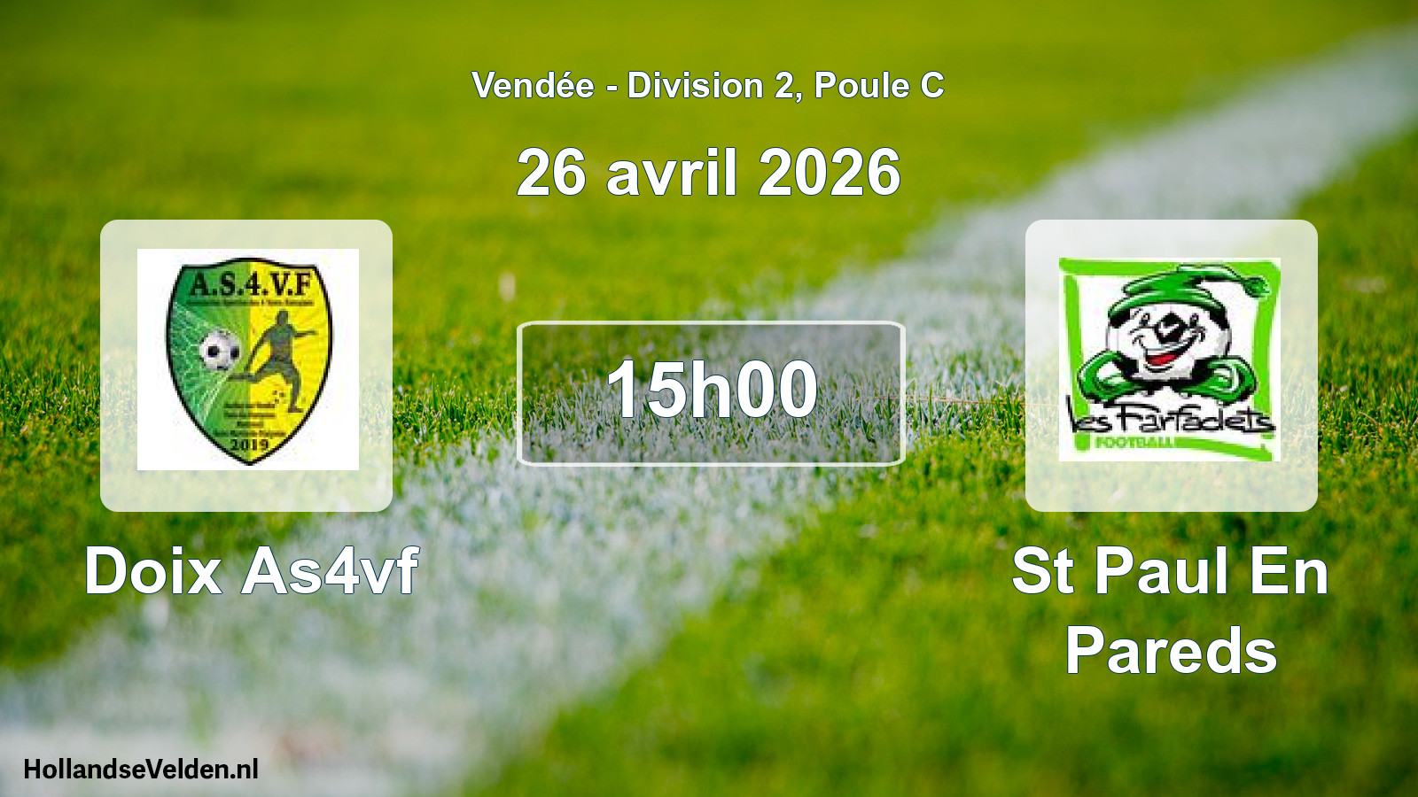 Geplande wedstrijd: Doix As4vf - St Paul En Pareds (26 avril 2026)