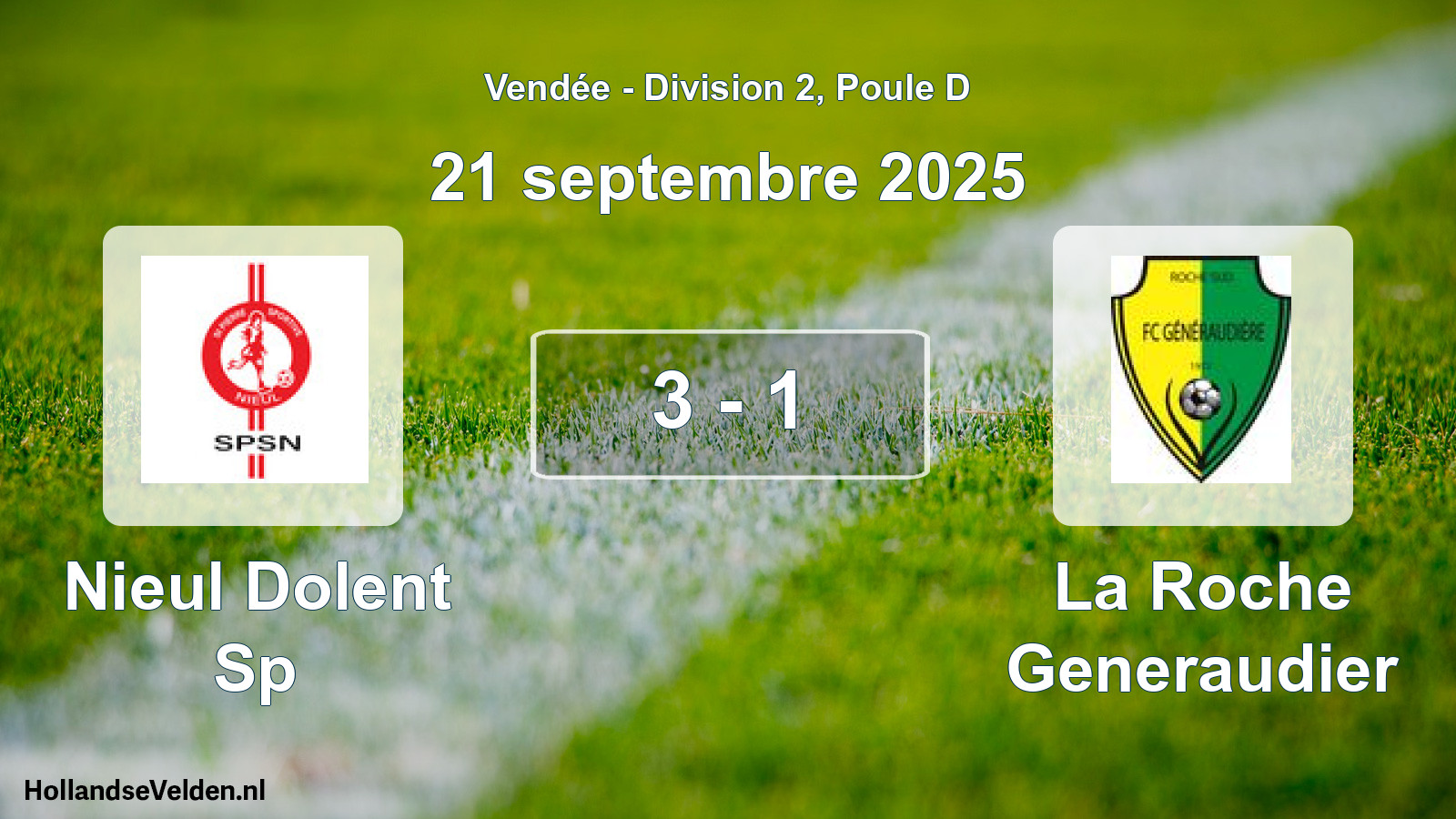 Gespeelde wedstrijd: Nieul Dolent Sp - La Roche Generaudier 3 - 1 (21 septembre 2025)